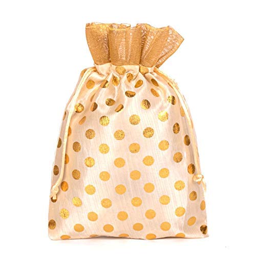 Charming Polka Dot Print Potli Batwa Bags (7x5 inches) – Ideal for Return Favors and Gifting Dry Fruits