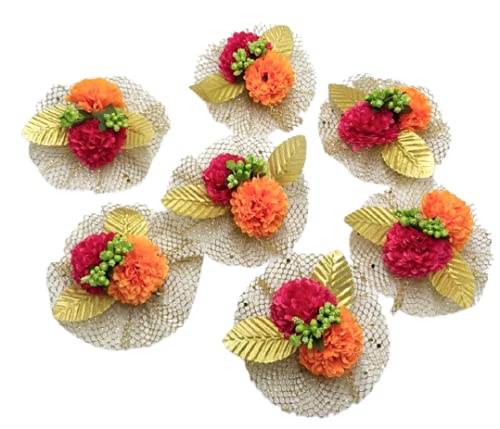 Radiant Bliss: Pink Orange Carnation Artificial Flower Bunch for Elegant Decor