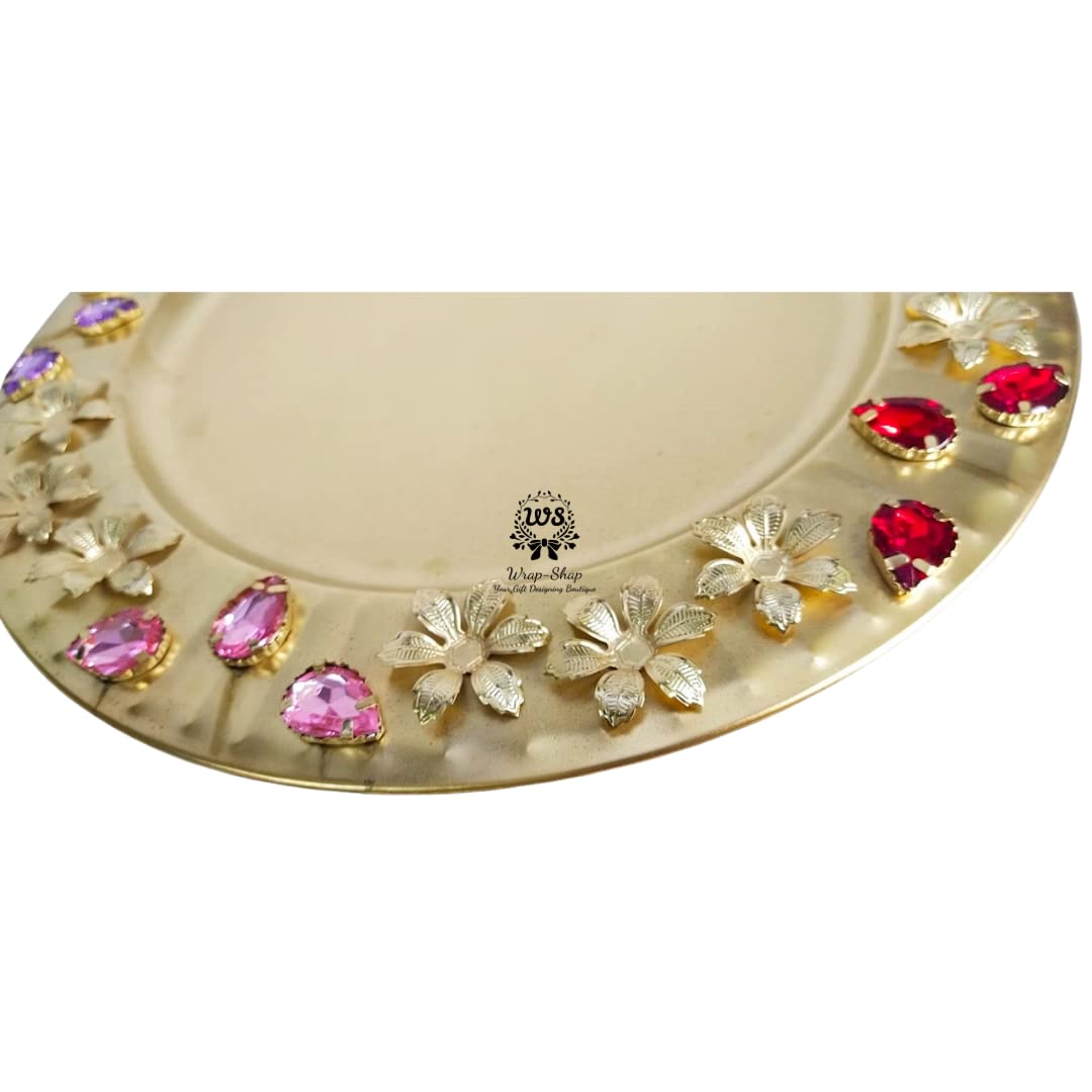Metal Decorative Platter with Gemstones for Dry-fruit gifting