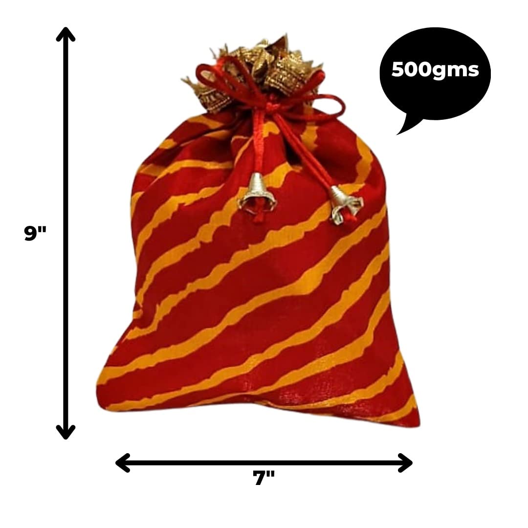 Elegant Leheriya Print Potli Batwa Bags – Perfect for Return Favors and Gifting Dry Fruits