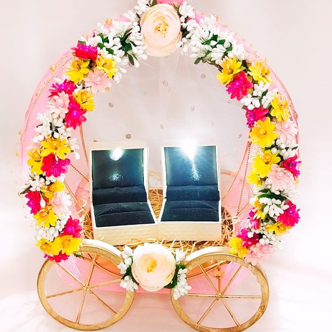 Golden Metal Carriage Engagement Ring Platter