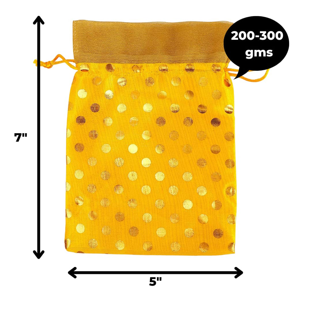 Charming Polka Dot Print Potli Batwa Bags (7x5 inches) – Ideal for Return Favors and Gifting Dry Fruits