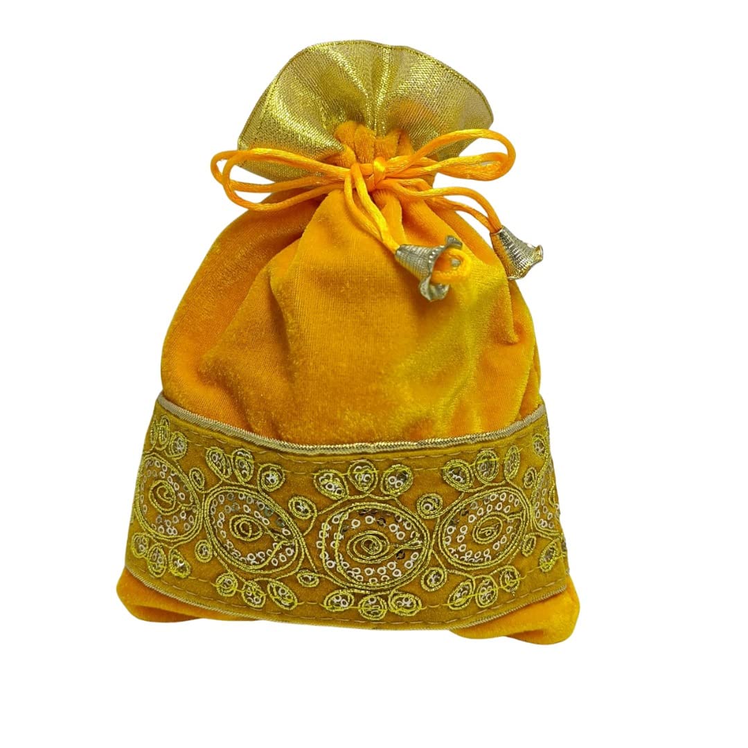 Elegant Velvet Potli Bags with Heavy Lace (7x9 inches) – Ideal for Return Favors and Gifting Dry Fruits