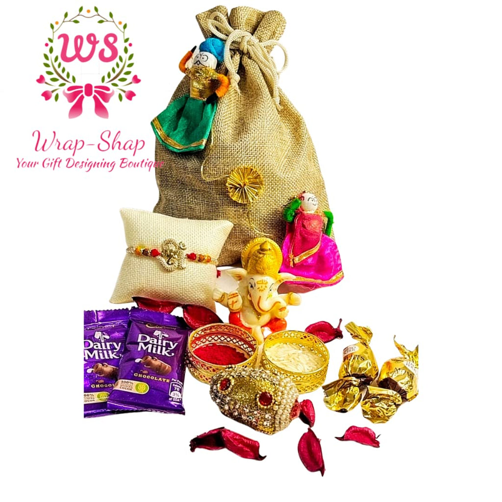Charming Jute Potli Bags with Puppets (7x9 inches) – Ideal for Return Favors and Gifting Dry Fruits