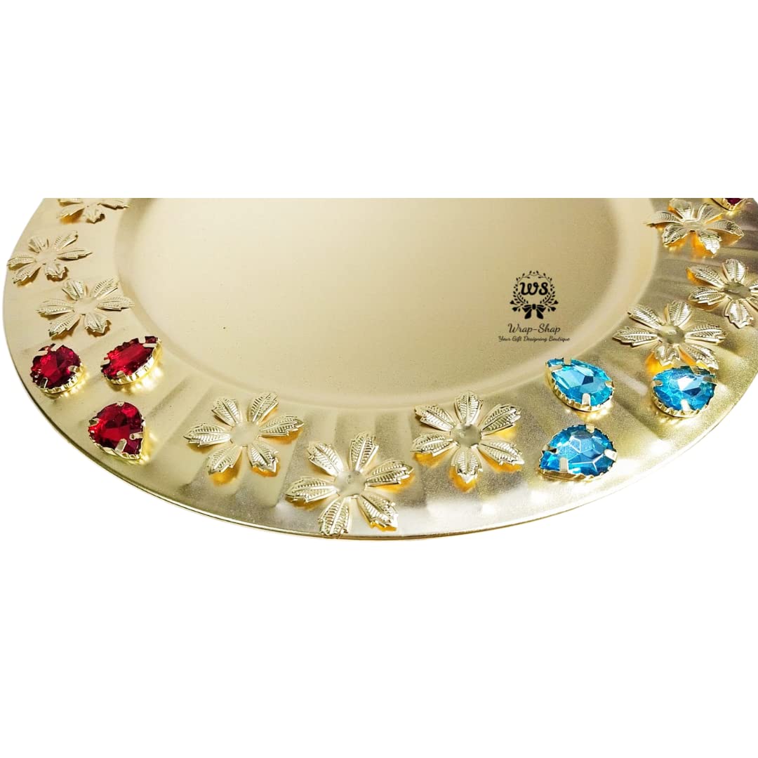 Metal Decorative Platter with Gemstones for Dry-fruit gifting