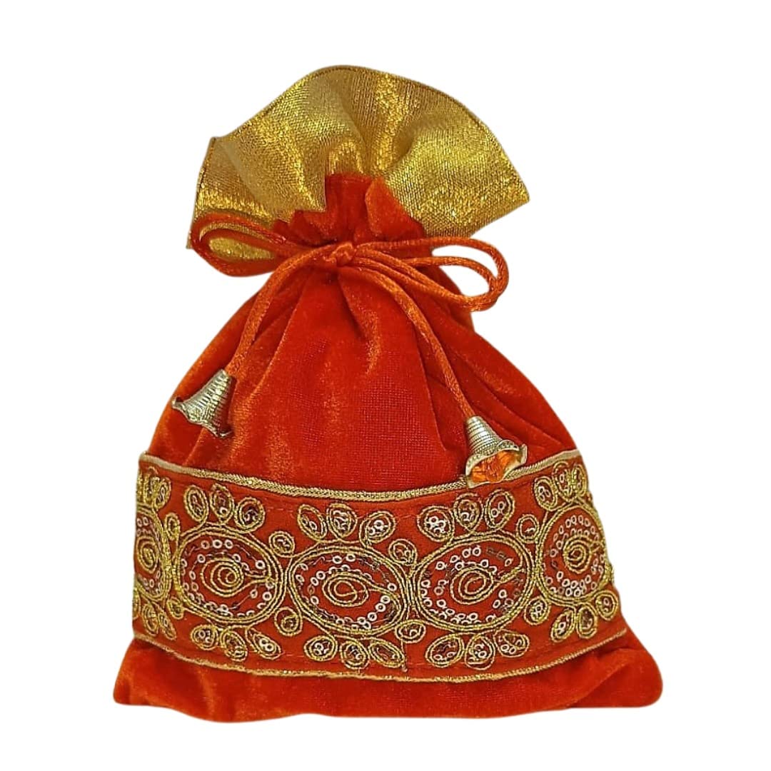 Elegant Velvet Potli Bags with Heavy Lace (7x9 inches) – Ideal for Return Favors and Gifting Dry Fruits