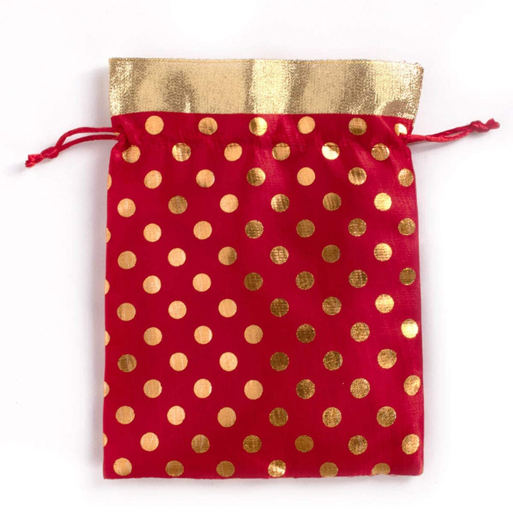 Charming Polka Dot Print Potli Batwa Bags (7x5 inches) – Ideal for Return Favors and Gifting Dry Fruits
