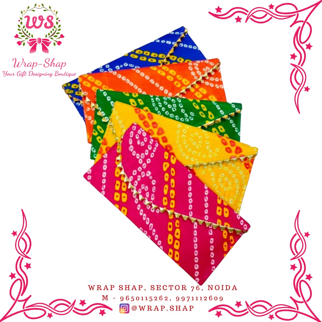 Rajasthani Bandhej/Bandhani Premium Shagun Money Envelopes – 8x4 Inches | Perfect for Weddings, Festivals, Anniversaries & Special Occasions