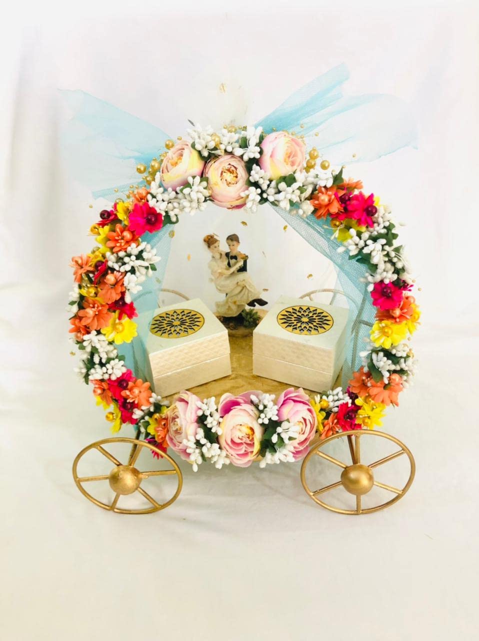 Golden Metal Carriage Engagement Ring Platter