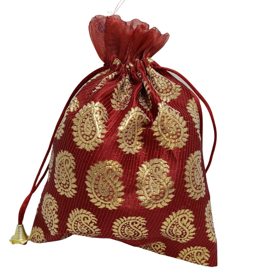 Paisley Print Brocade Potli Batwa Bags