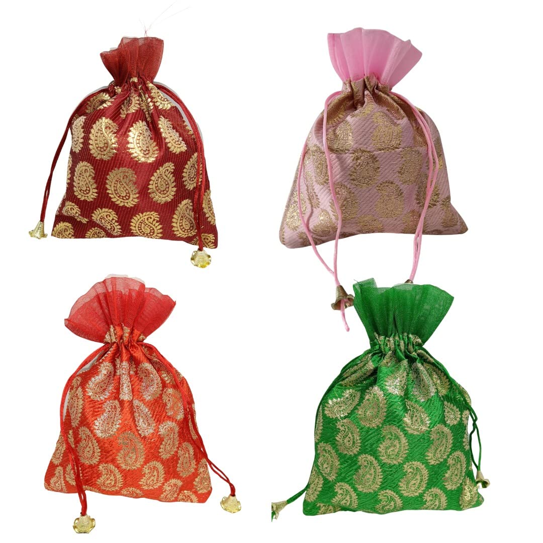 Paisley Print Brocade Potli Batwa Bags