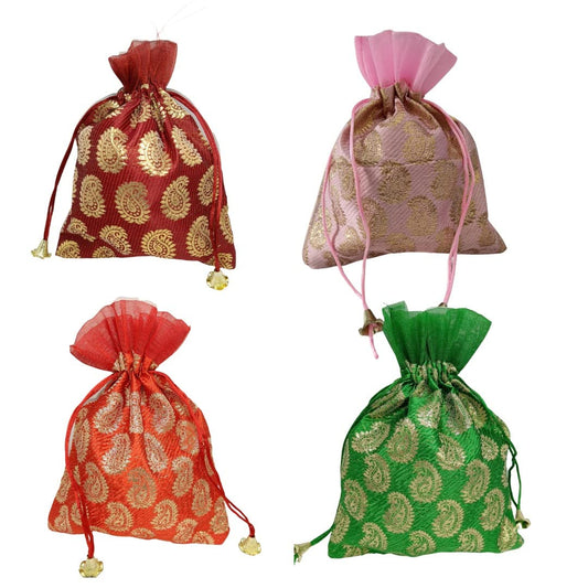 Paisley Print Brocade Potli Batwa Bags