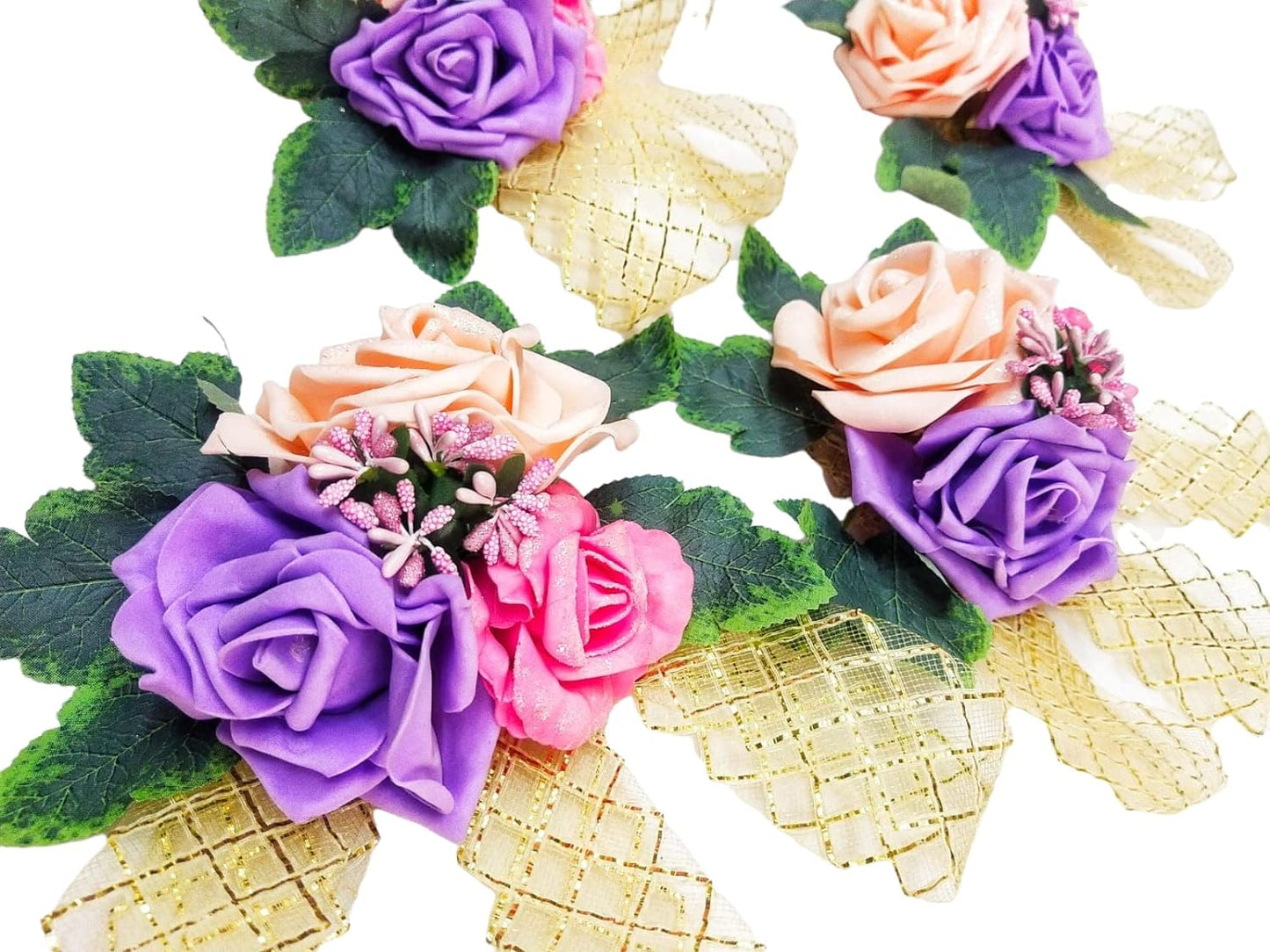 Vibrant Foam Rose Flower Bunch for Festive Decor - Pink Peach Purple