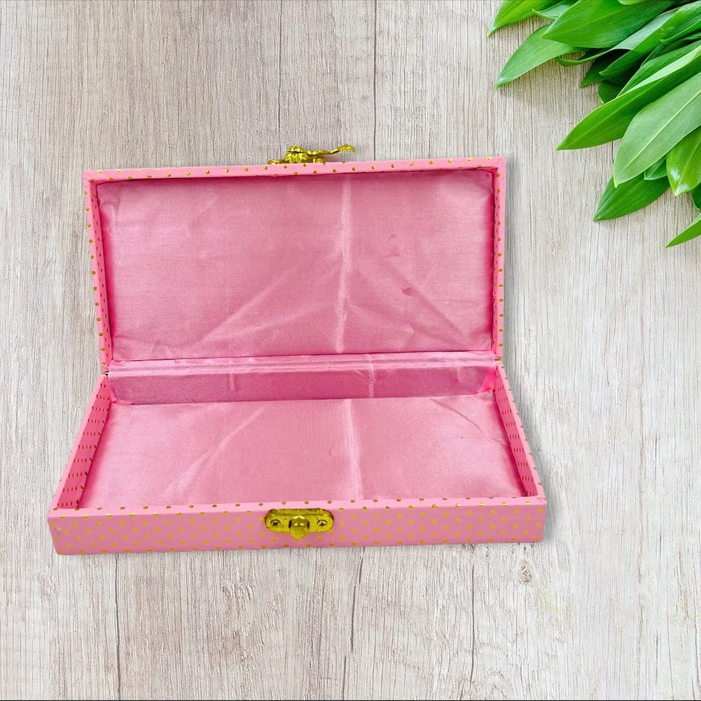 Chic Polka Dot Leatherette MDF Cash & Gaddi Gift Box - Mixed Colors, 8"x4"x2"