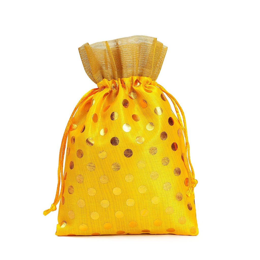 Charming Polka Dot Print Potli Batwa Bags (7x5 inches) – Ideal for Return Favors and Gifting Dry Fruits