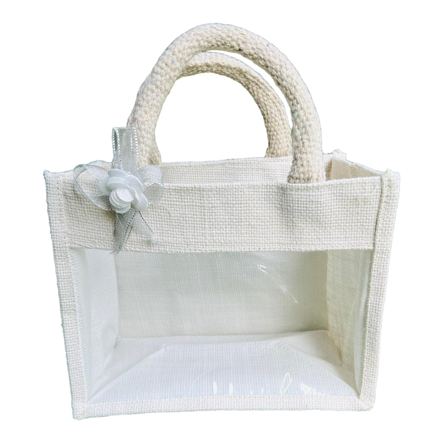 Transparent Front Jute Gifting Bags - 8inch X 4inch