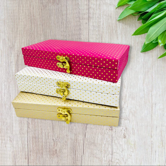 Chic Polka Dot Leatherette MDF Cash & Gaddi Gift Box - Mixed Colors, 8"x4"x2"