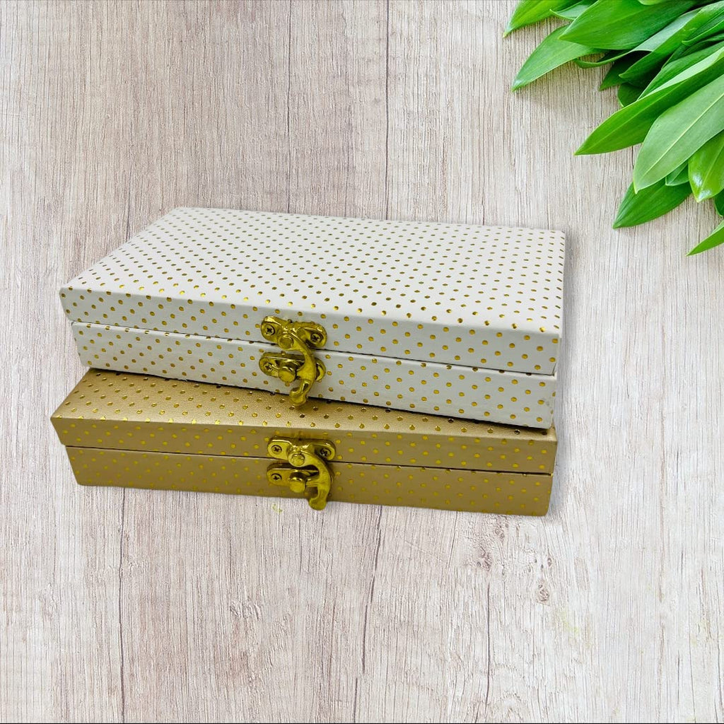 Chic Polka Dot Leatherette MDF Cash & Gaddi Gift Box - Mixed Colors, 8"x4"x2"
