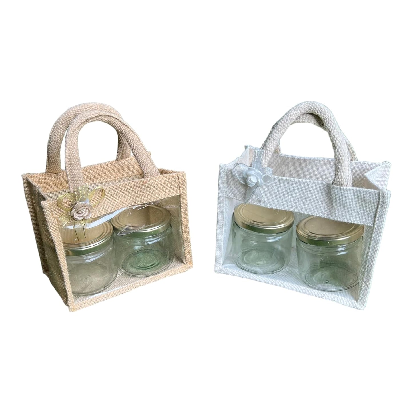 Transparent Front Jute Gifting Bags - 8inch X 4inch