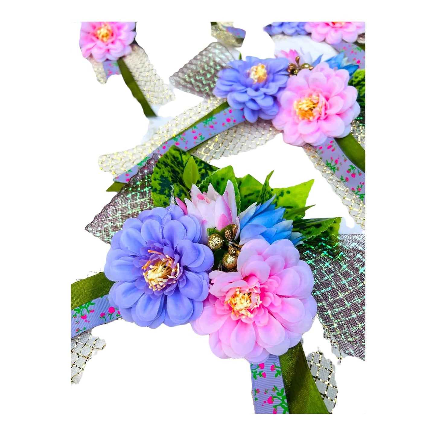 Enchanting Pink & Purple Dahlia with Tulips Artificial Flower Bunch for Gift Decoration and Wedding Packing