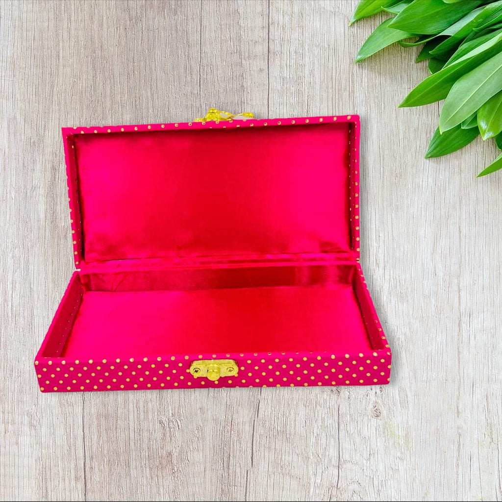 Chic Polka Dot Leatherette MDF Cash & Gaddi Gift Box - Mixed Colors, 8"x4"x2"