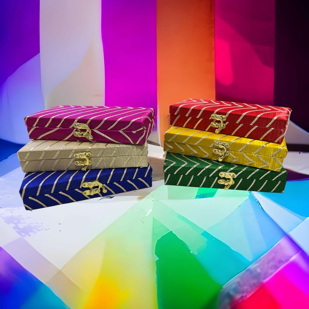 New Leheriya Gota Print Cash or Gaddi Gift Box - Mixed Colors