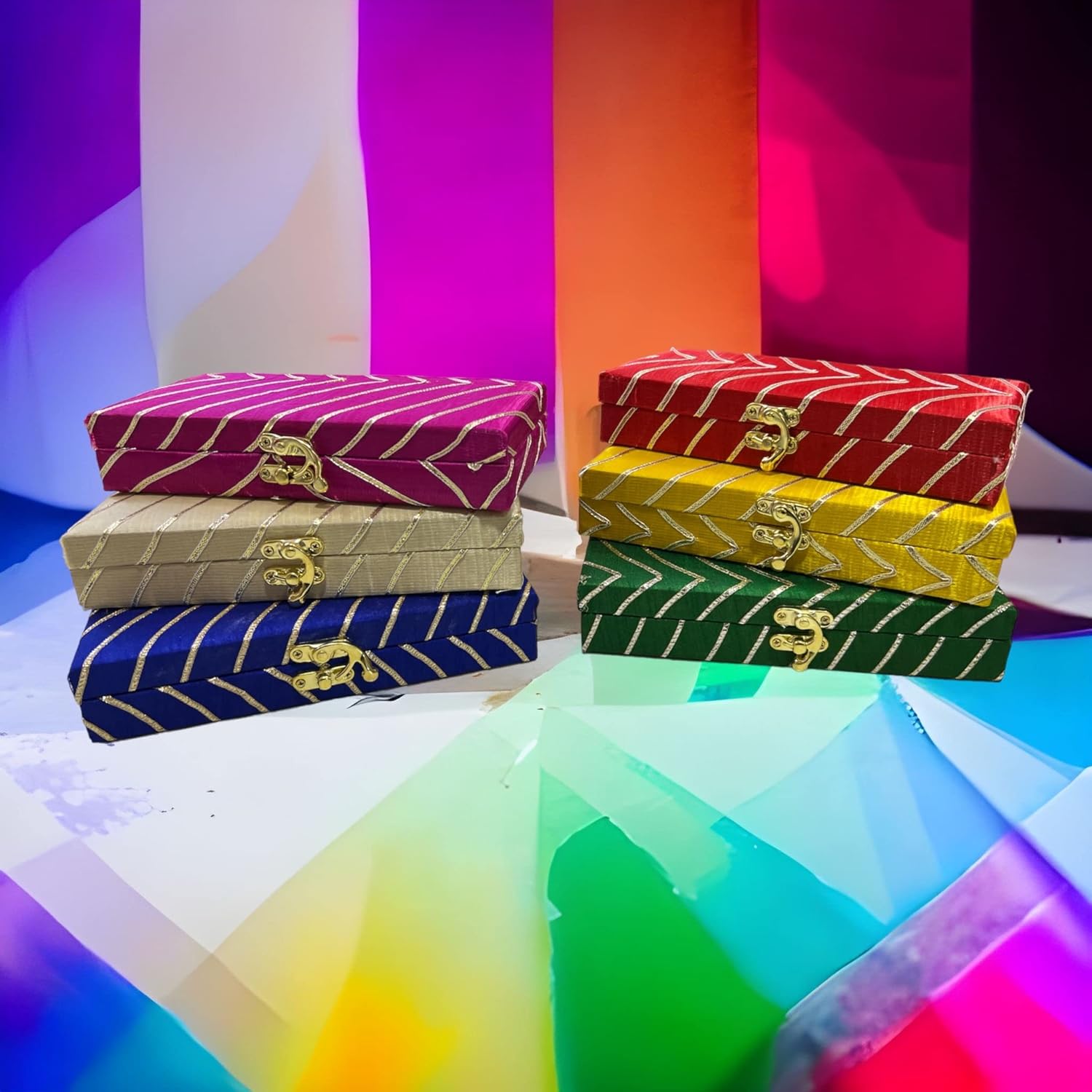 New Leheriya Gota Print Cash or Gaddi Gift Box - Mixed Colors