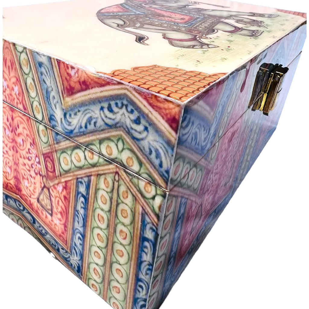 Elephant Wooden Dry Fruit Box with Jars