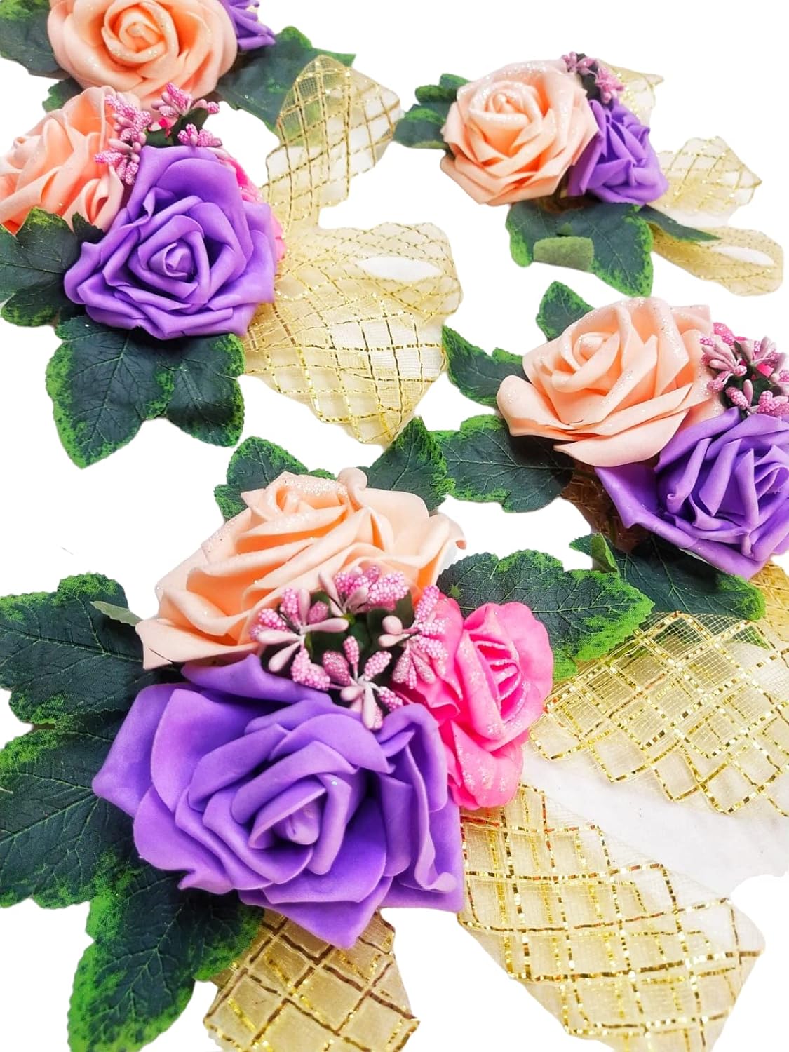 Vibrant Foam Rose Flower Bunch for Festive Decor - Pink Peach Purple