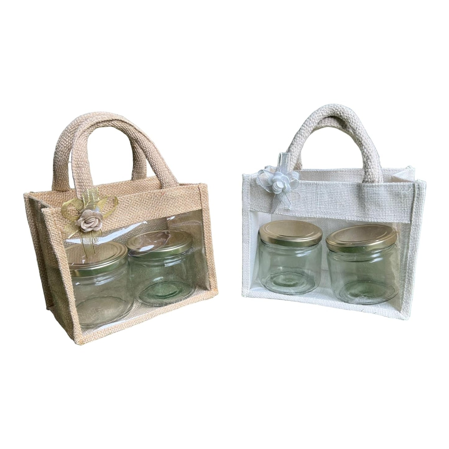 Transparent Front Jute Gifting Bags - 8inch X 4inch