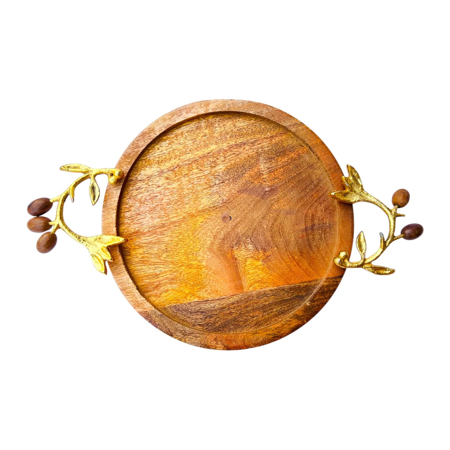 Mango Wood Platter with 2 Metal Jars