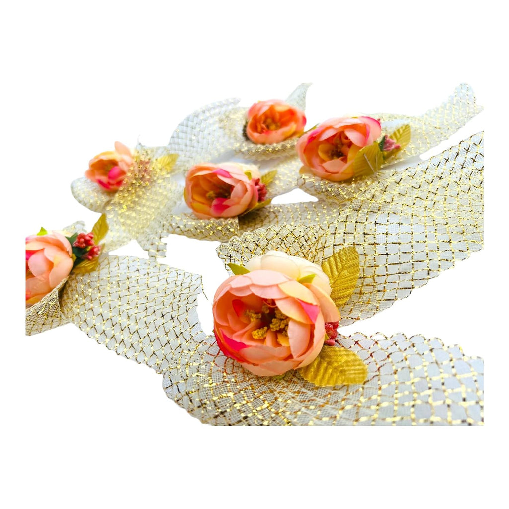 Charming Peony Duo with Large Bow Artificial Flower Bunch for Gift Decor and Wedding Packing