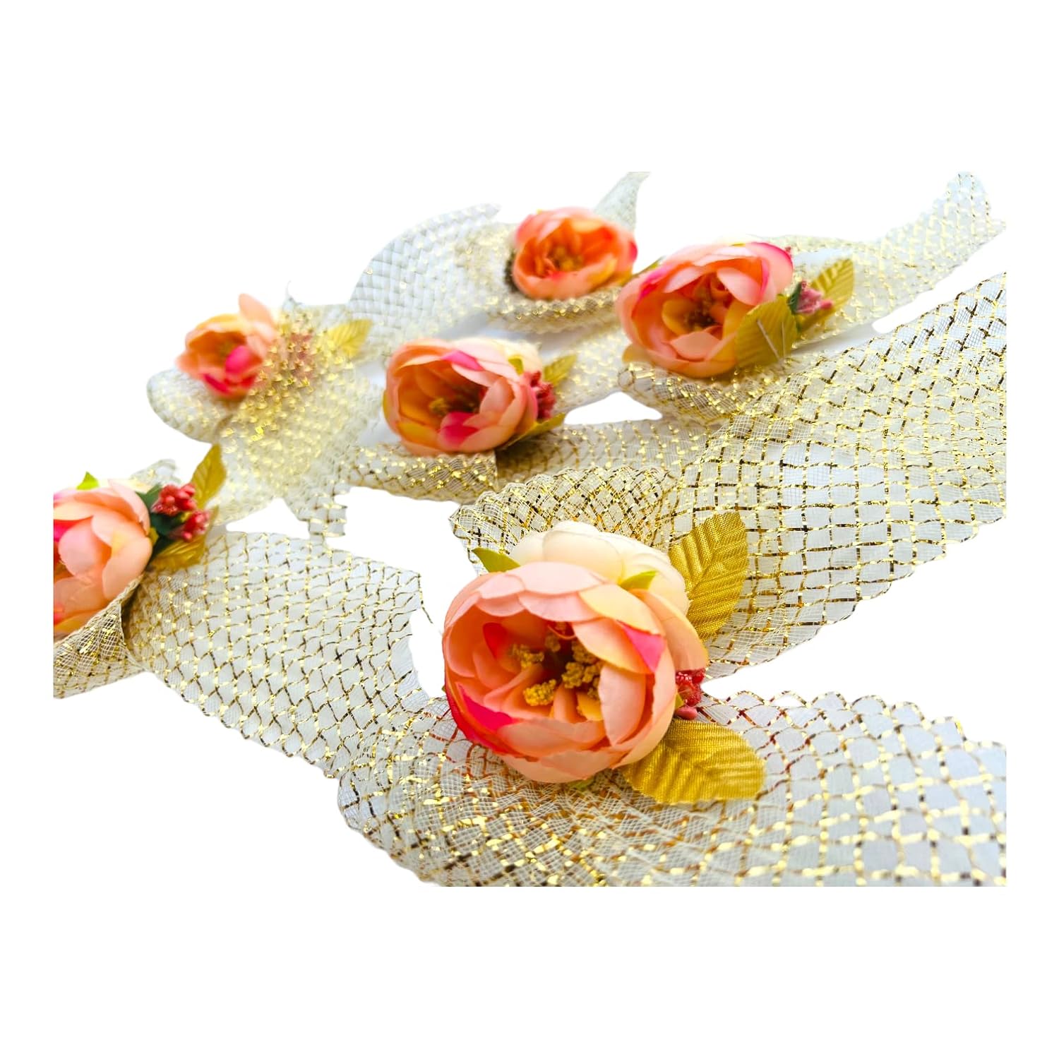 Charming Peony Duo with Large Bow Artificial Flower Bunch for Gift Decor and Wedding Packing