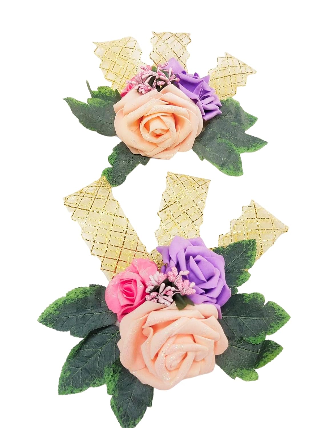 Vibrant Foam Rose Flower Bunch for Festive Decor - Pink Peach Purple