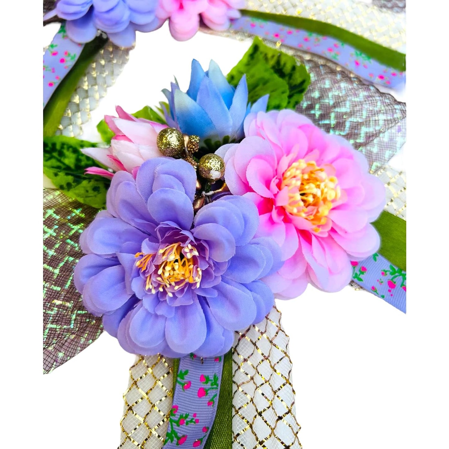 Enchanting Pink & Purple Dahlia with Tulips Artificial Flower Bunch for Gift Decoration and Wedding Packing