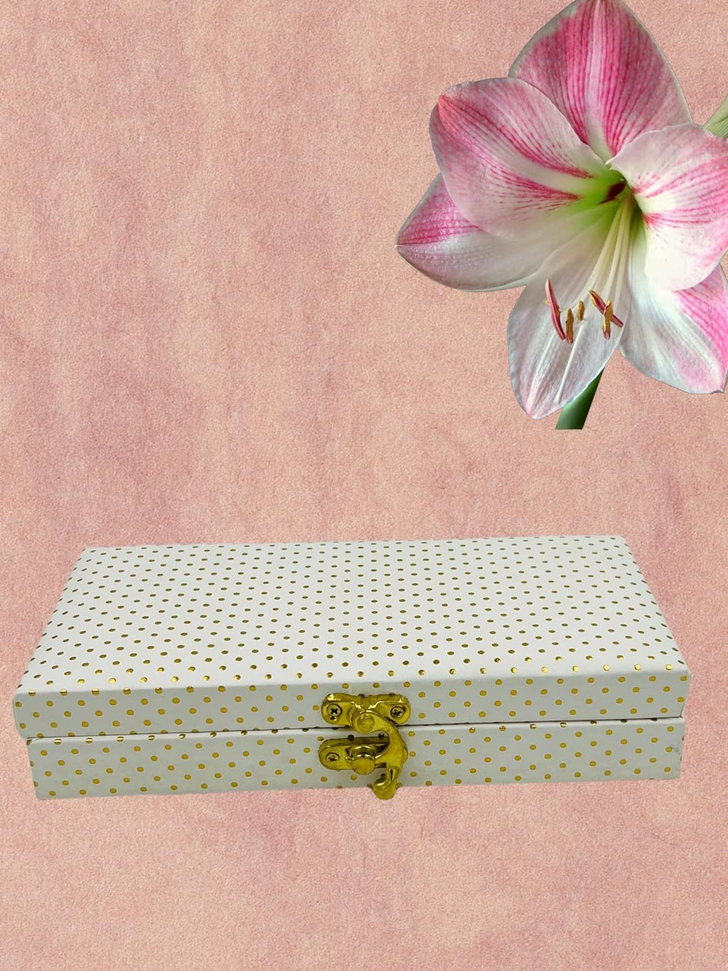 Chic Polka Dot Leatherette MDF Cash & Gaddi Gift Box - Mixed Colors, 8"x4"x2"