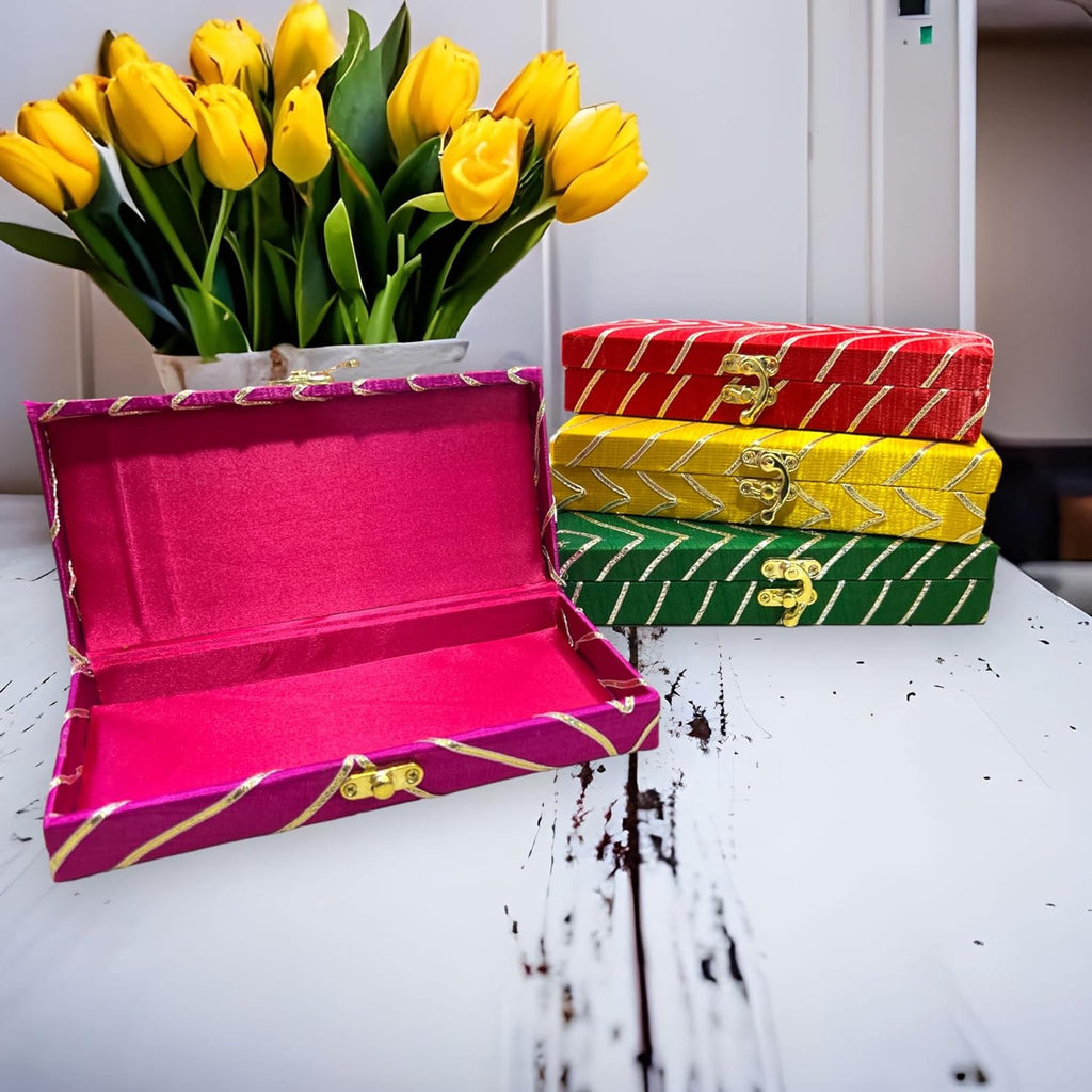 New Leheriya Gota Print Cash or Gaddi Gift Box - Mixed Colors