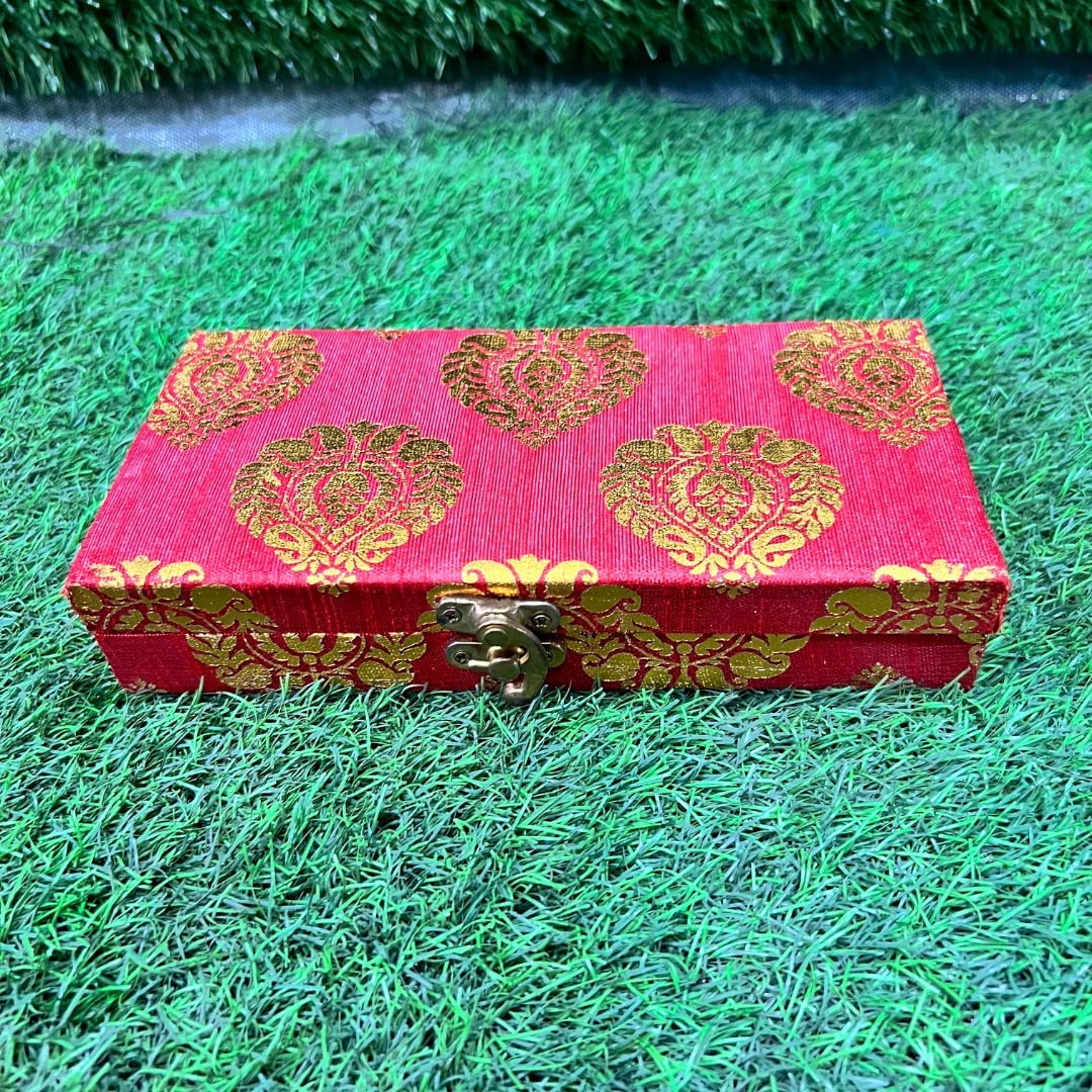 Vibrant Paan Print Cloth Cash & Gaddi Gift Box - Mixed Colors, 8"x4"x2"