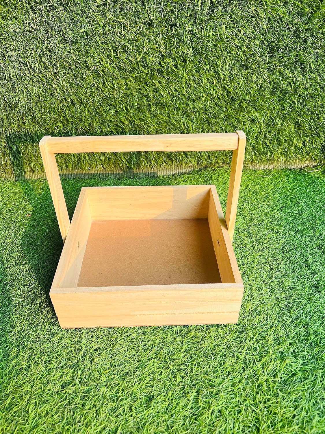 8x8 inch square pinewood gift basket for hamper packaging and gifting