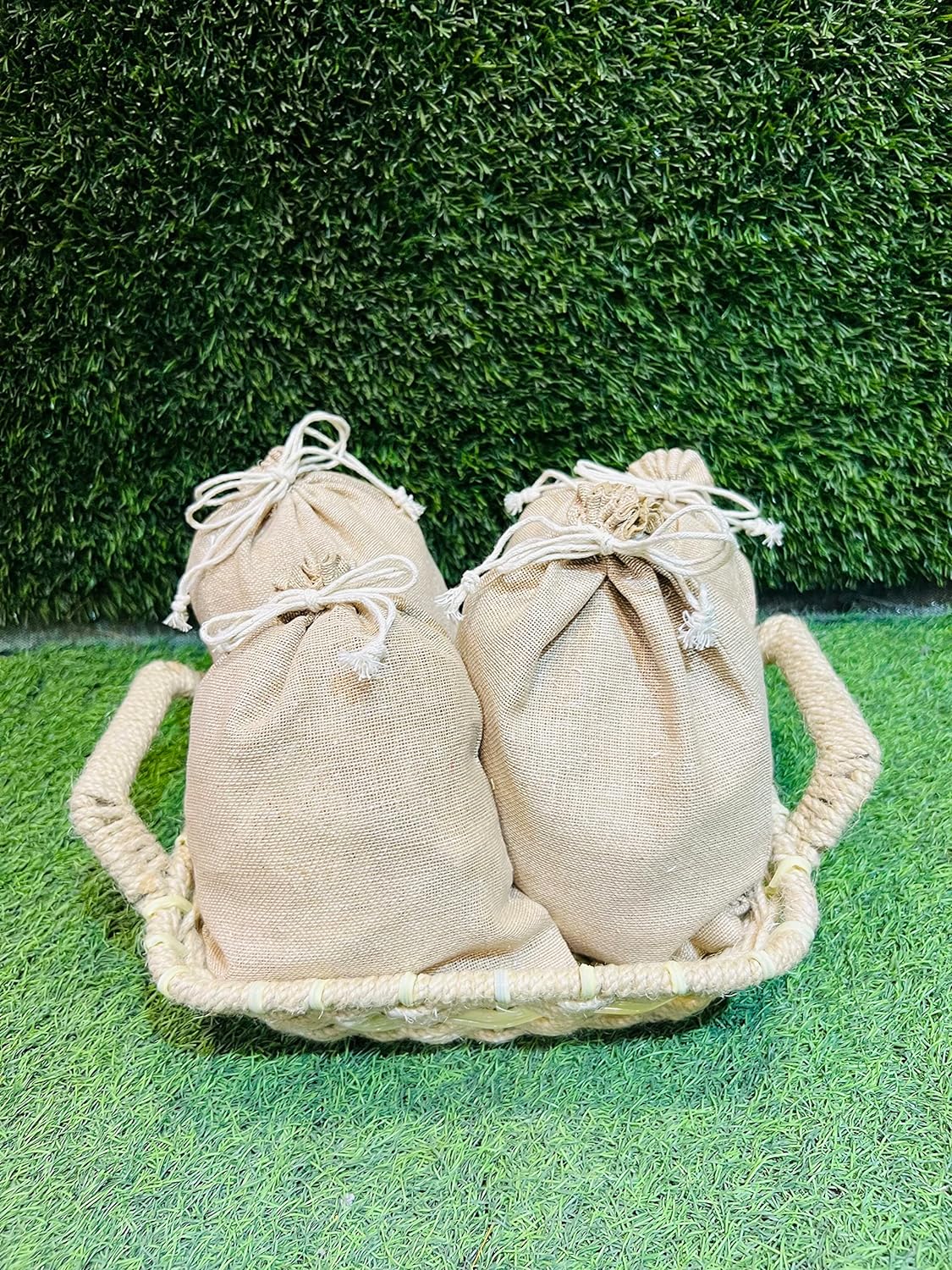 Rustic Elegance Jute Potli Batwa Bags (7" x 9")