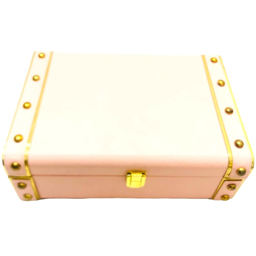Baby pink leatherette MDF luxury hamper box 10x7x3.5 inches for gifting and storage