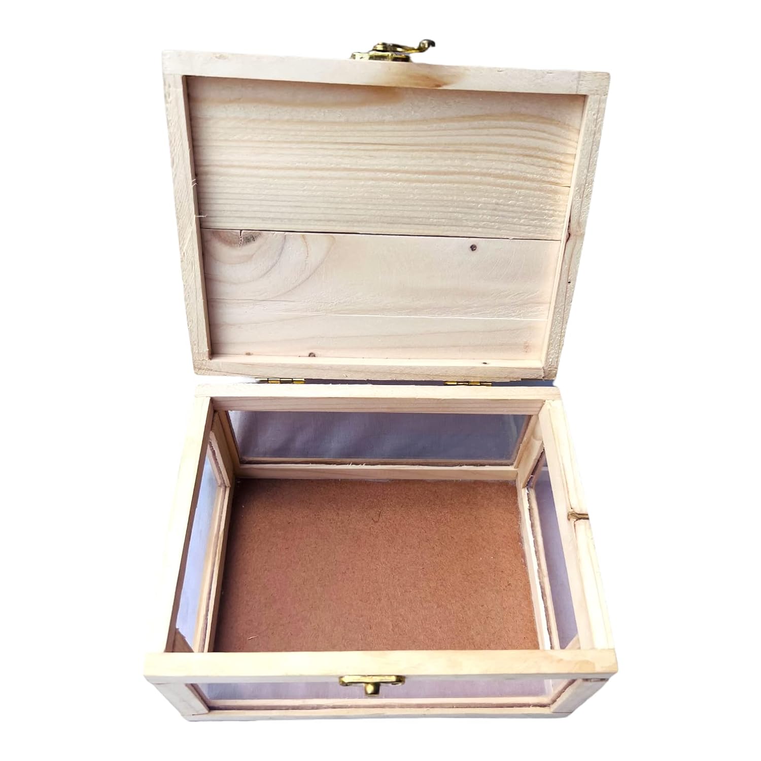 Pinewood display gift box with clear acrylic sides for chocolates, dry fruits and gift hampers