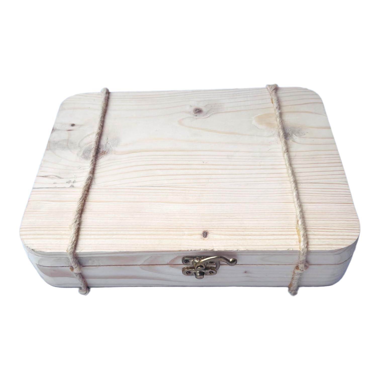 Premium pinewood flat gift box measuring 10.5 x 7.5 x 2 inches for luxury gift packaging.