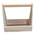 A pine wood gift basket designed for holding two jars, with a simple and natural finish.