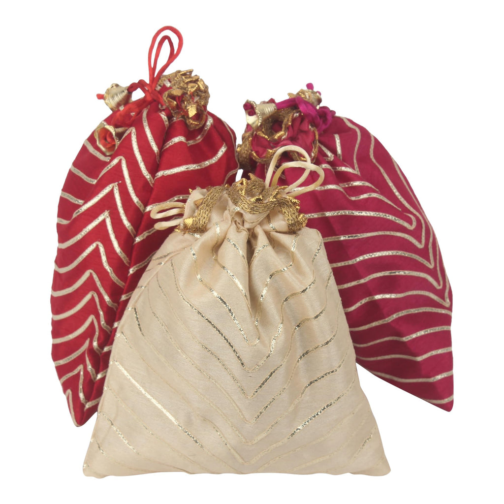Wave Leheriya potli batwa bag for shagun, wedding return gifts and festive favours.