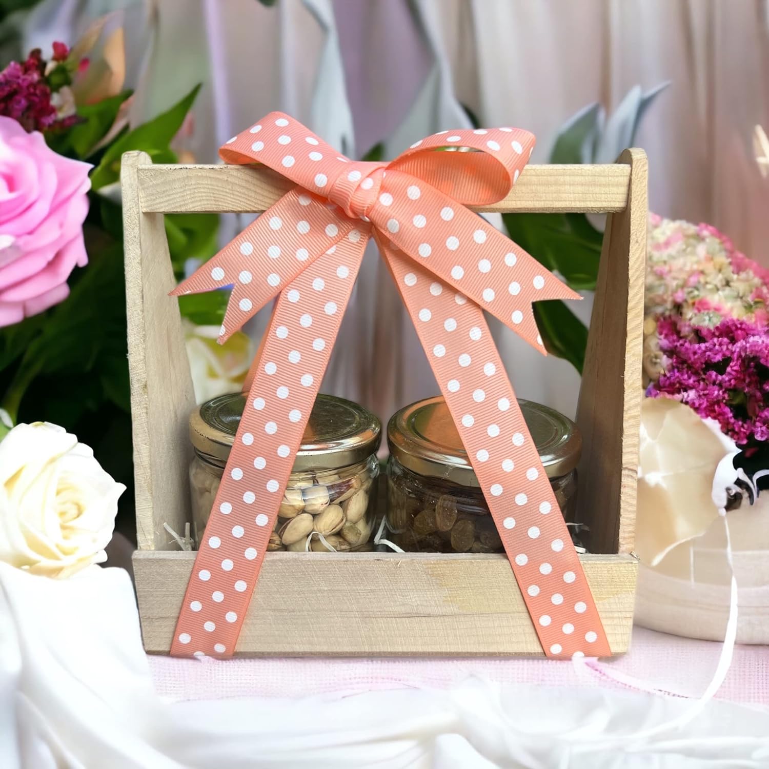 Rustic wooden hamper basket for gifting and packaging